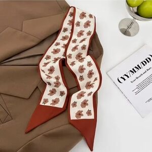 2× Bag Twilly Purse Skinny Scarf Brown Floral
